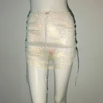 White Ab Diamond Short Skirt