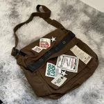 Autumn Vintage American Patch Distressed XINGX Crossbody Bag - Brown