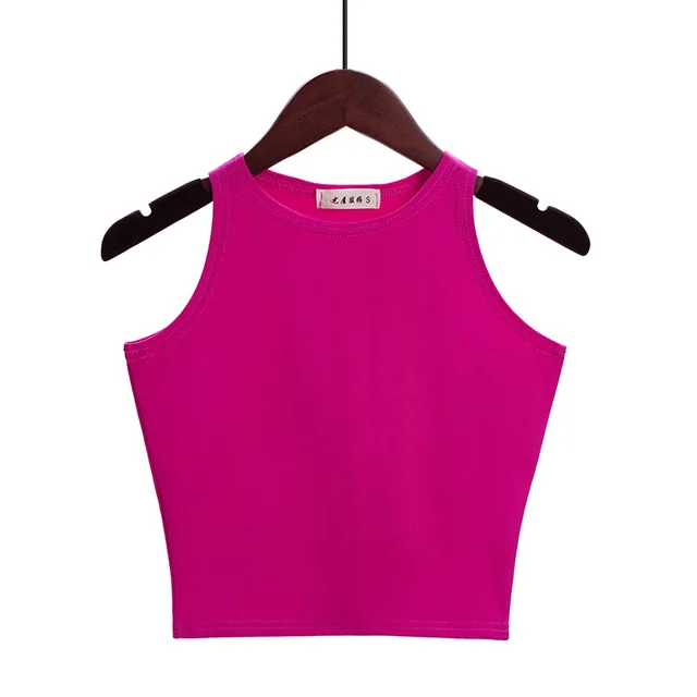 Women's Fashionable Sleeveless Slim Round Neck Bottoming Shirt Top Rose Red - Shop at LoveMi