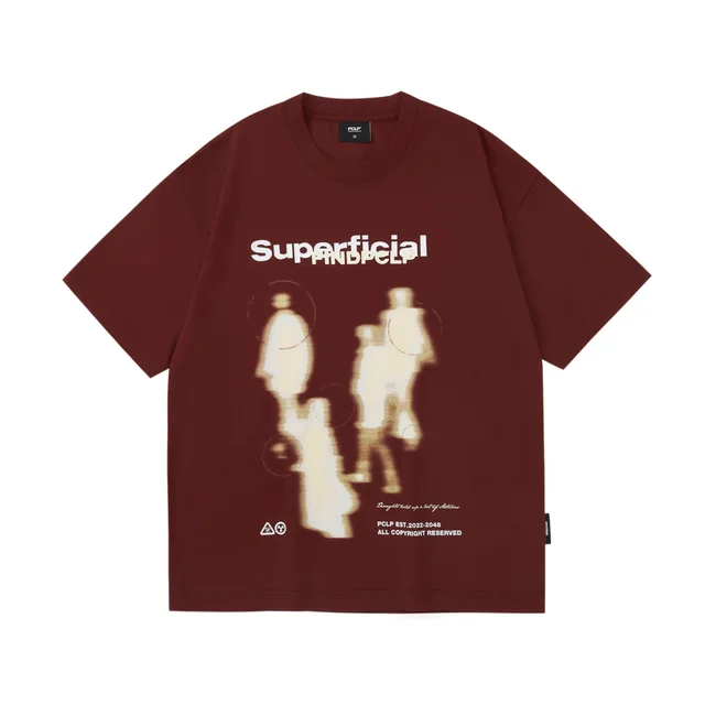 Blur Portrait Short Sleeve Crew Neck Loose Top Red - Shop at LoveMi