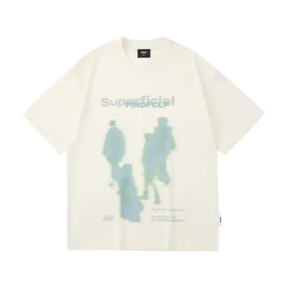 Blur Portrait Short Sleeve Crew Neck Loose Top Yellow - Shop at LoveMi