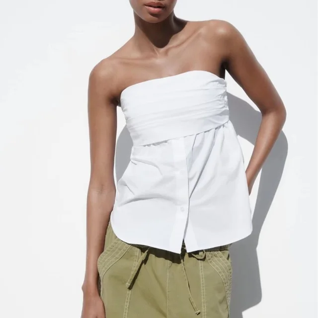 White Stretch Chest Wrapped Sleeveless Top White - Shop at LoveMi