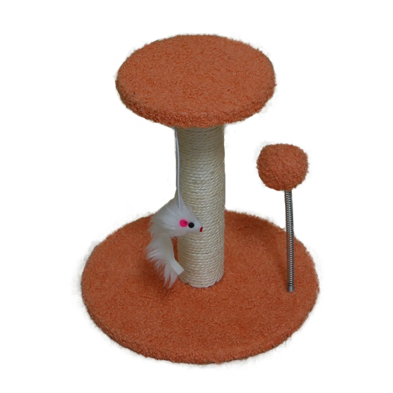 Scratching Pole Masher Vertical Non-chip Cat Climbing Frame - Teddy Plush Orange