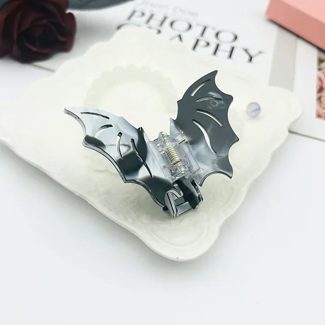 Bat Barrettes Halloween Funny Girl Black And White Ink Pattern - Shop at LoveMi