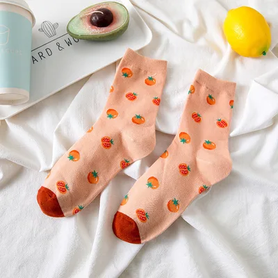 Gentle Sweet Strawberry Tomato Pastoral Style Japanese style Retro Artistic Lolita Tube Socks Tomato - Shop at LoveMi