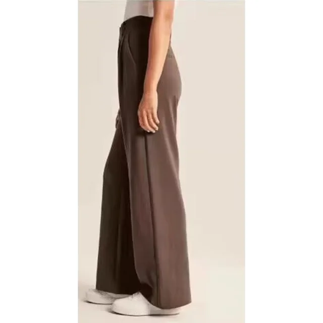 Women's Fashion Casual Hundred High Waist Wide Leg Pants Brown - Shop at LoveMi