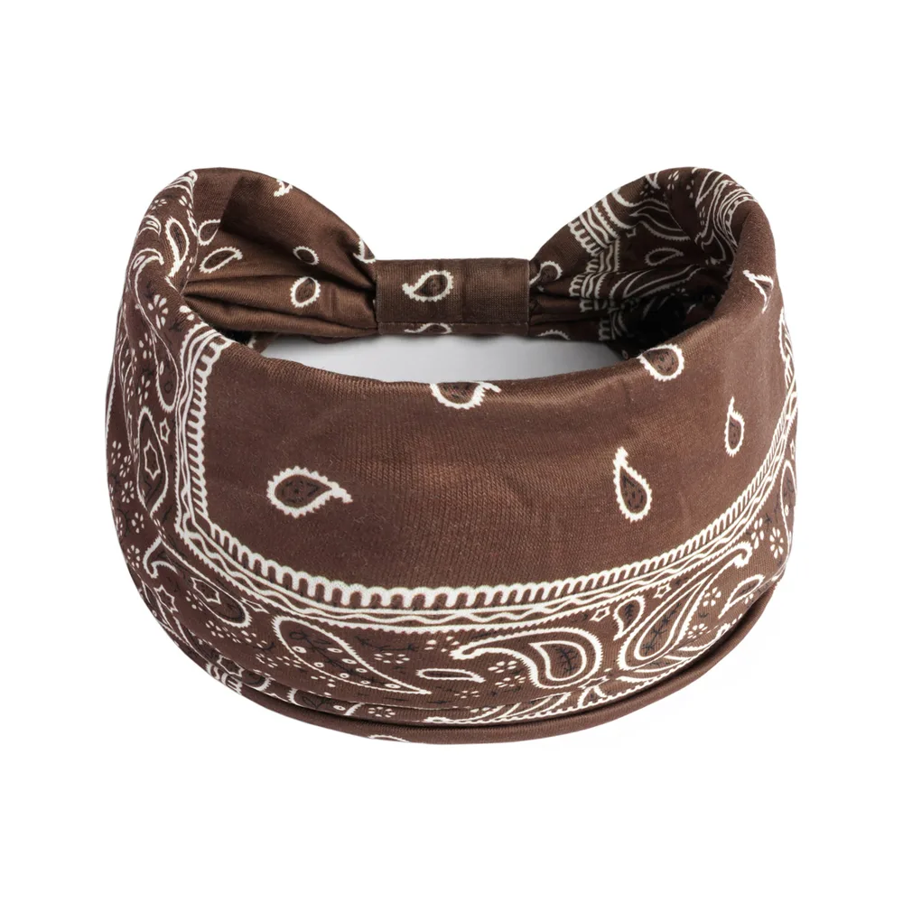 European And American Retro Cashew Perris Pattern Wide Headband Sports Yoga Elastic Headdress 189 Coffee - Shop at LoveMi