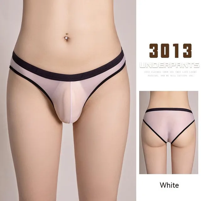 Ultra thin Men's And Breathable Triangle Hip Lifting Low Waist Elastic Transparent Underwear White - Shop at LoveMi