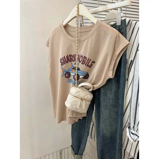 Women's Fashion All matching Loose Sleeveless Top Apricot - Shop at LoveMi