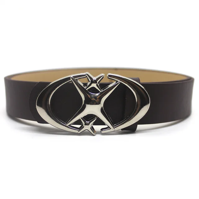 Fashion Wild Original Design Double Crescent Moon Cross Star Buckle Belt Brown - Shop at LoveMi