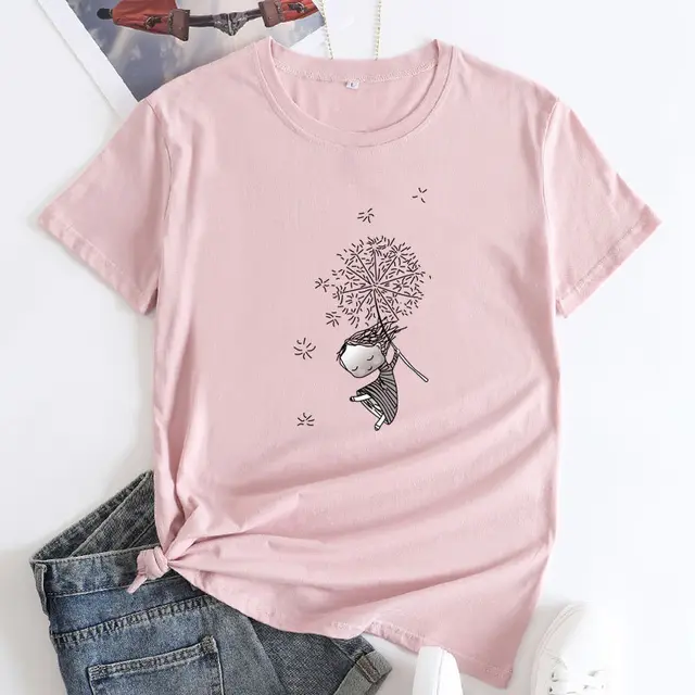 Comfort And Casual Women's Short Sleeve T shirt Pink - Shop at LoveMi
