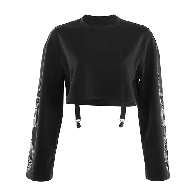 Autumn And Winter Girl's Dark Wind Dragon Long Sleeve Sweater Black - Shop at LoveMi