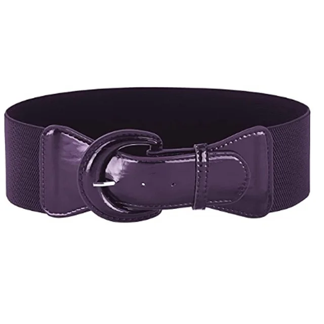 Women's Fashion Retro Solid Color Elastic Waistband Purple - Shop at LoveMi