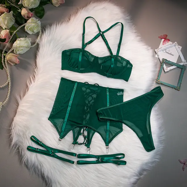 Lady Sexy Mesh Hollow Underwear Green - Shop at LoveMi