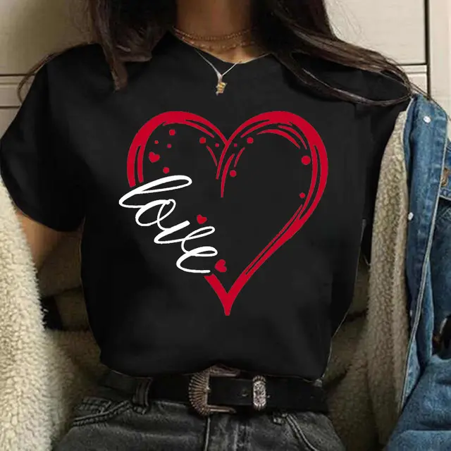 Loose Round Neck T shirt Women's Top Wt02397 Black - Shop at LoveMi
