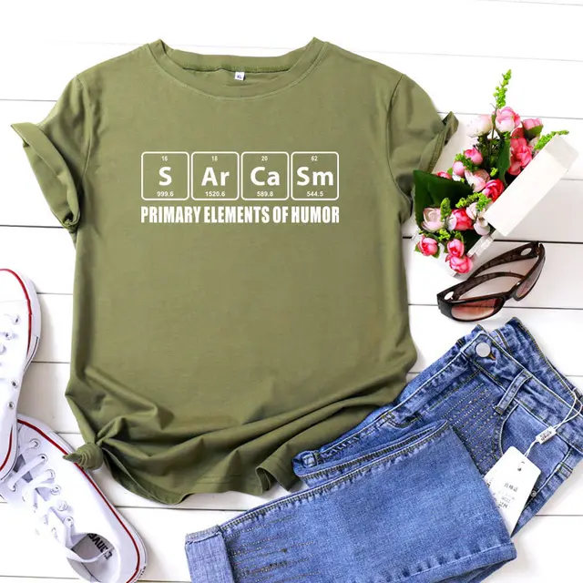 Europe And America Creative Funny Alphabet Cartoon Cotton T shirt Army Green White - Shop at LoveMi