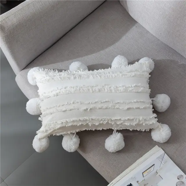 Rectangular Pillow Hotel Homestay Color Sofa Cushion Lumbar Cushion Cover Plain White - Shop at LoveMi