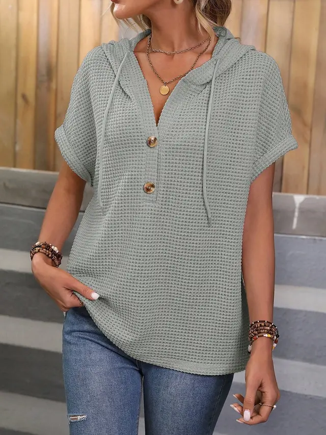 European And American Casual Loose Short Sleeves Top Silver Gray - Shop at LoveMi