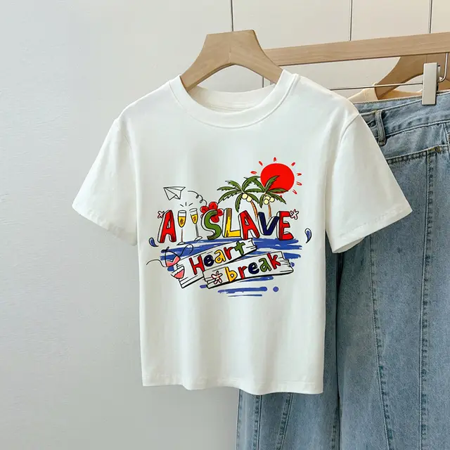 New Dog Print Top Slim Fit Cotton Base Shirt Coconut White - Shop at LoveMi