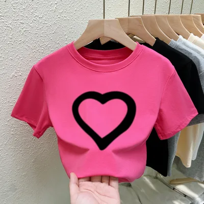 New Dog Print Top Slim Fit Cotton Base Shirt Love Rose Red - Shop at LoveMi