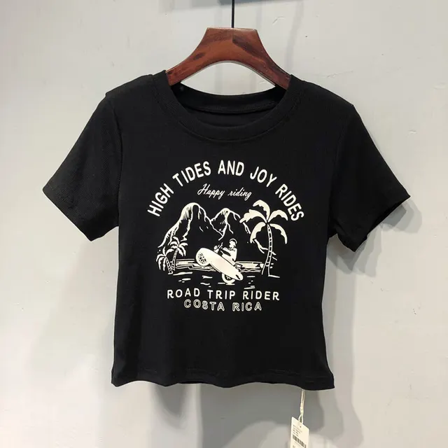 New Dog Print Top Slim Fit Cotton Base Shirt Surfing Black - Shop at LoveMi