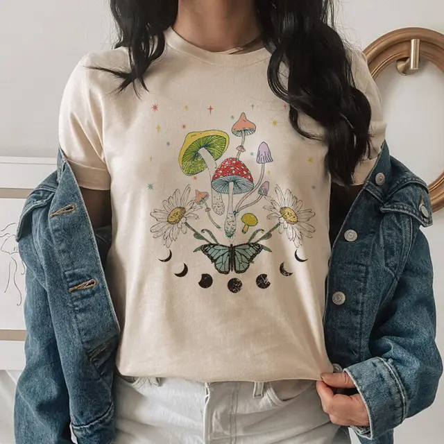 Printed Round Neck Loose Short Sleeves Style299 - Shop at LoveMi