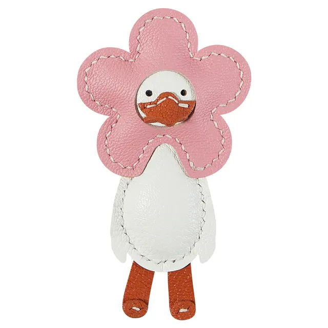 Cute Leather Little Duck Pendant Handmade Diy Material Bag Keychain Pink Material Package - Shop at LoveMi