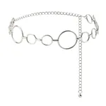 Simple Women's Waist Chain Metal Cutout Large Circle Sexy Body Chain - Silver