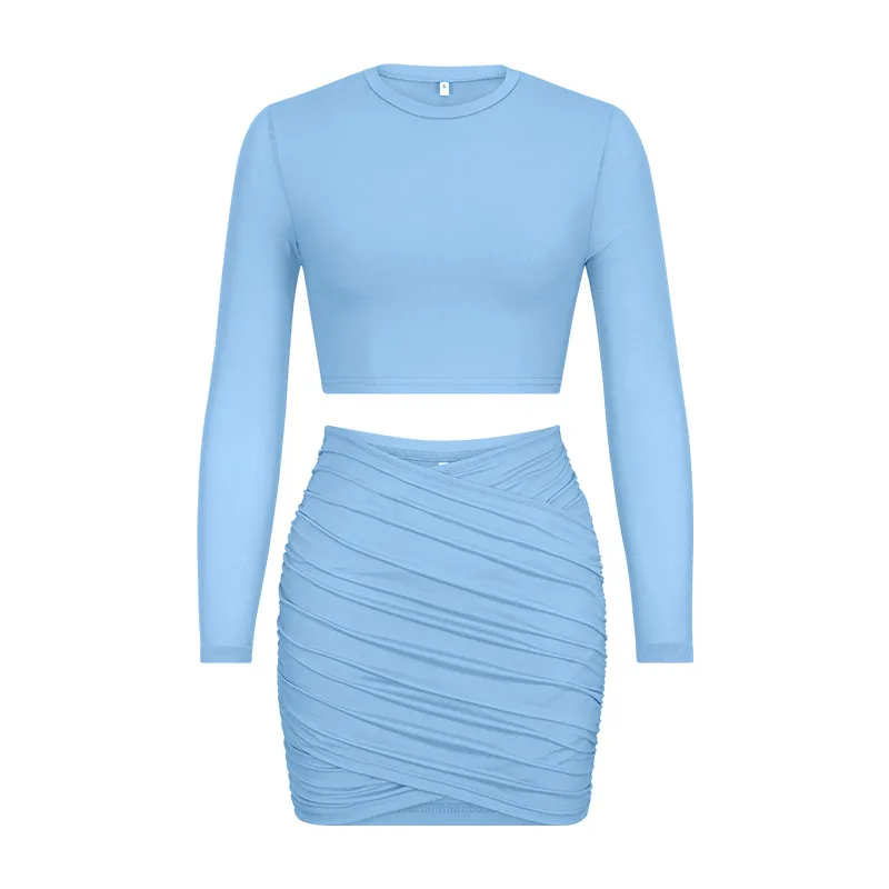 Sheath Skirt Casual Two piece Suit Blue - Shop at LoveMi