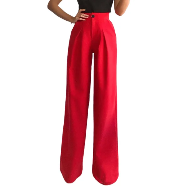 Autumn And Winter Solid Color Casual Straight leg Suit Pants Red - Shop at LoveMi