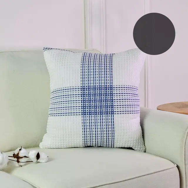 Nordic Style Back Cushion Office Fabric Bedside Cushion Waffle Blue - Shop at LoveMi