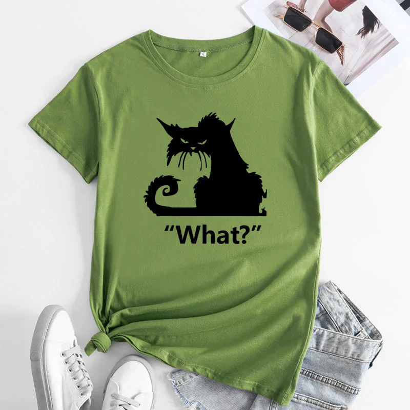 Letter Printed Round Neck Short Sleeve Green - Shop at LoveMi