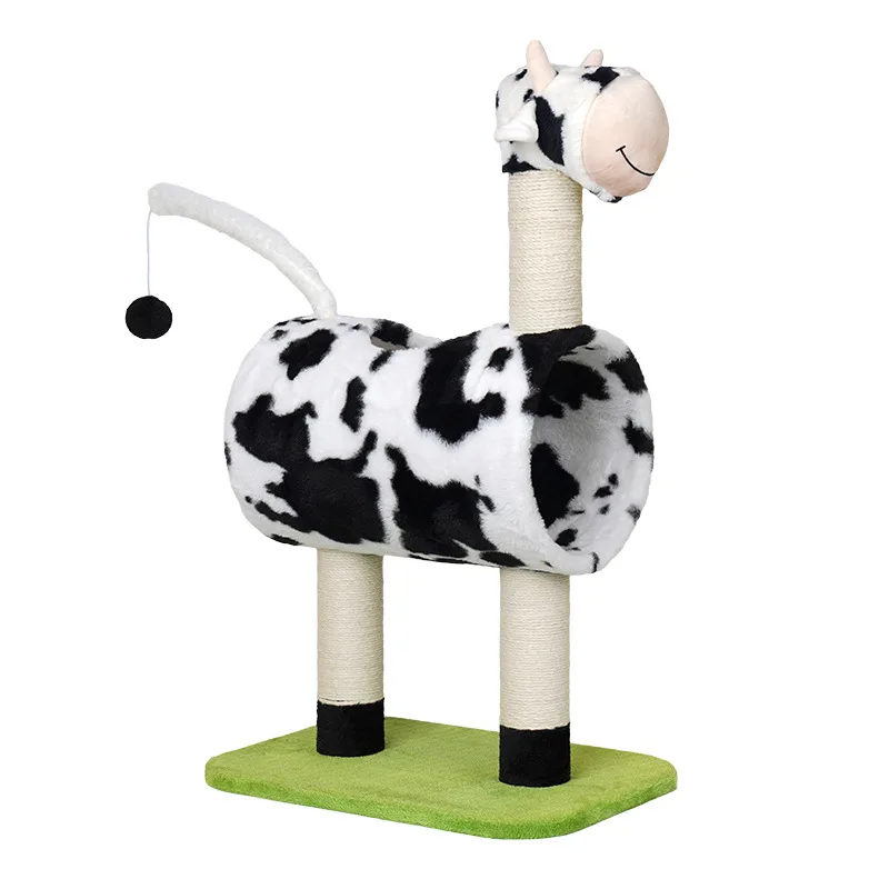 Cow Cat Climbing Frame Scratch Trees Scratching Post Tree Shelf - Cow Cat Climbing Frame