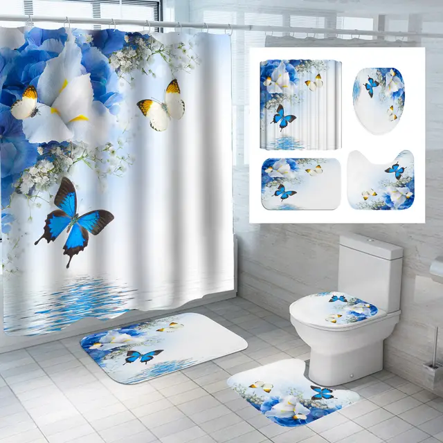 Digital Printing Polyester Shower Curtain Bathroom Pansy Reflection Cx855 - Shop at LoveMi