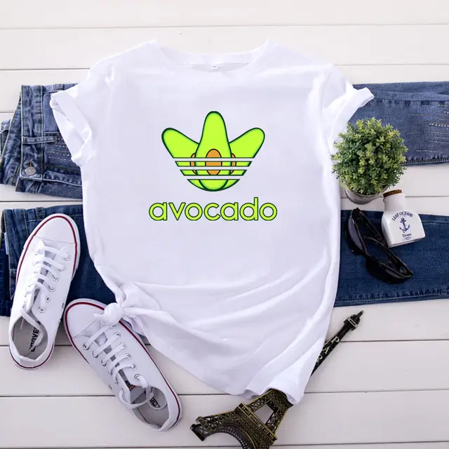 Creative Funny Avocado Casual Short sleeved Women's T shirt White - Shop at LoveMi