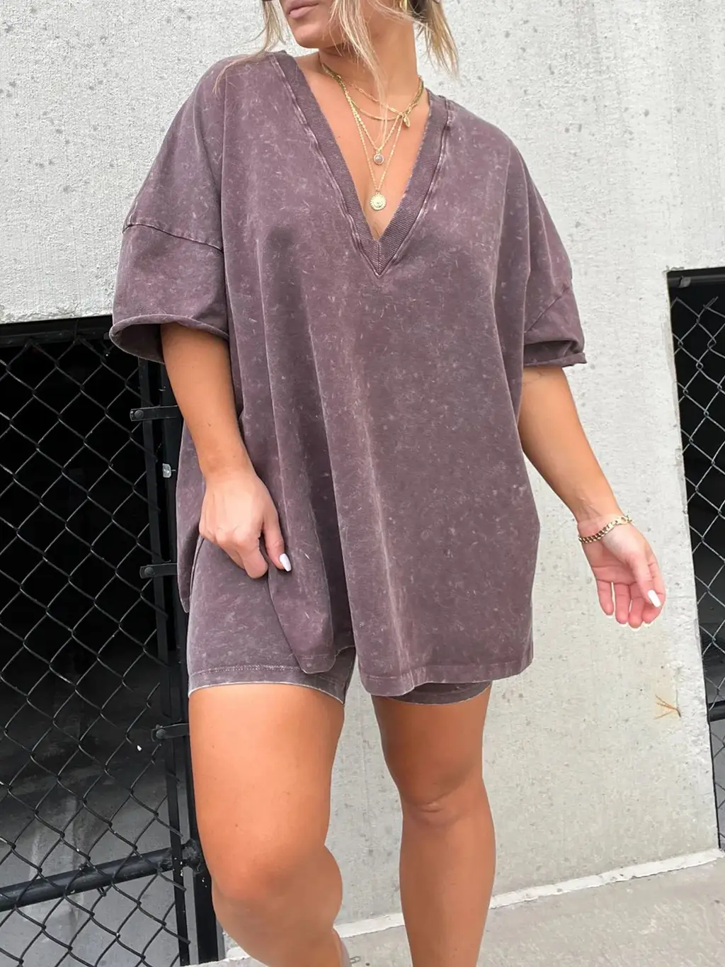 New Fashion Loose Casual Fried Colour Two-piece Set For Women - Purple