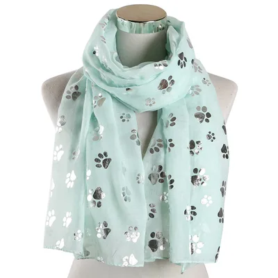 Spring And Summer European And American Polyester Printed Scarf Long Shawl Mint Green - Shop at LoveMi