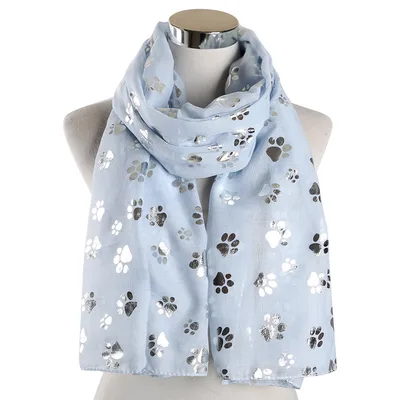 Spring And Summer European And American Polyester Printed Scarf Long Shawl Sky Blue - Shop at LoveMi