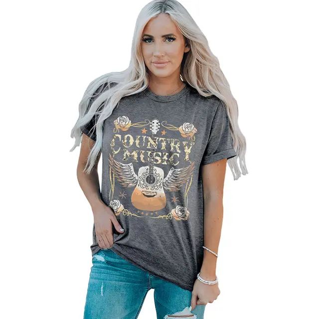 Printed Pullover Female Summer Simplicity Outerwear T shirt Gray - Shop at LoveMi