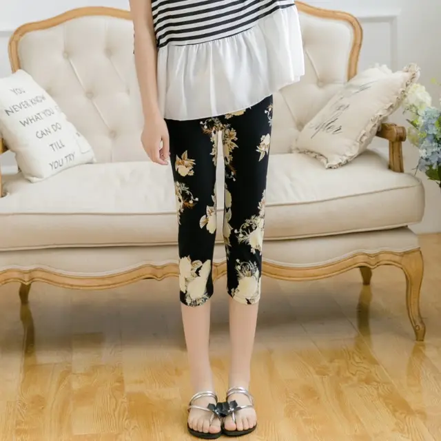 Thin Stretch Milk Silk Brushed Cropped Oversized Leggings White Background With Pattern - Shop at LoveMi