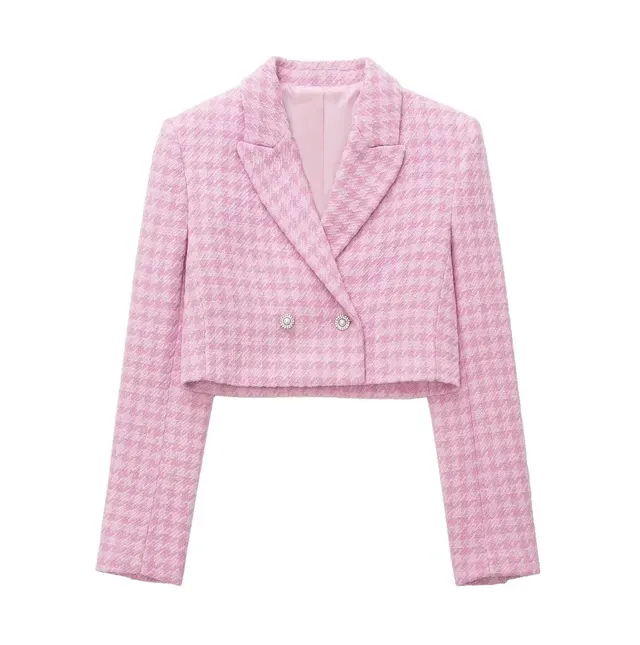 Houndstooth Texture Casual Suit Jacket Textured Culottes Suit For Women Suit - Shop at LoveMi