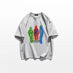 American Street Niche Design Short-sleeved T-shirt Retro Shoulder - Light Grey