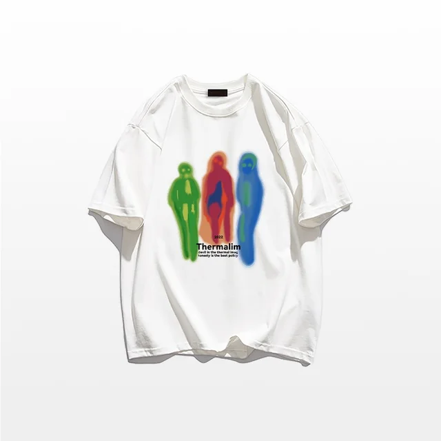 American Street Niche Design Short sleeved T shirt Retro Shoulder White - Shop at LoveMi