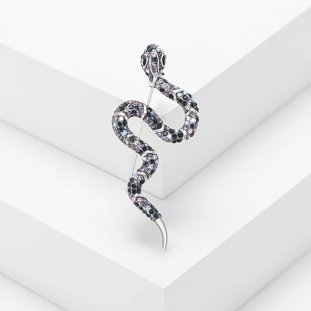 Korean Style Creative Rhinestone Snake Brooch Ins Fashion Simple Clothing Accessories Personality Alloy Animal Pin Purple 3643 - Shop at LoveMi