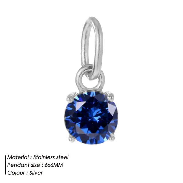 Ornament All match New Stainless Steel Round Accessories Diamond Ladies' Pendant Royal Blue Steel - Shop at LoveMi