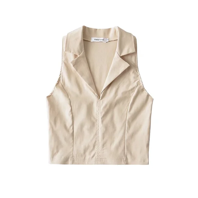 Fashion Temperament Pure Color Pullover Sleeveless Top For Women Khaki - Shop at LoveMi