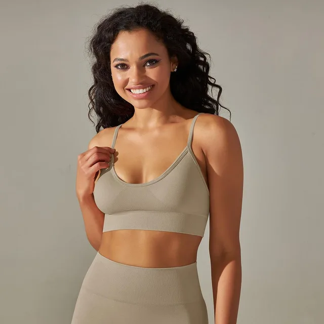 Seamless Knitted Quick drying Yoga Vest Camisole For Women Khaki - Shop at LoveMi