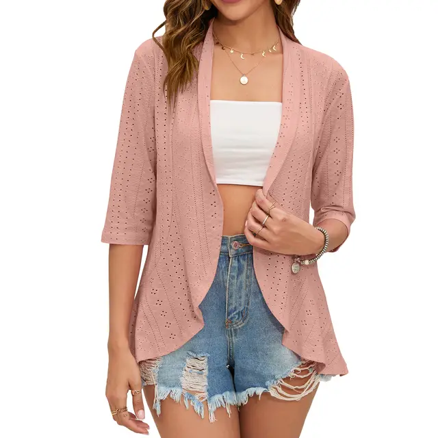 Women's Fashion Simple Solid Color Cardigan Outerwear Top Leather Pink - Shop at LoveMi