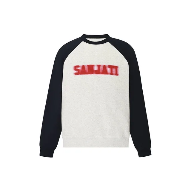 Black And White Color Matching Raglan T shirt Loose Couple's Tops Long Sleeve Black Gray - Shop at LoveMi