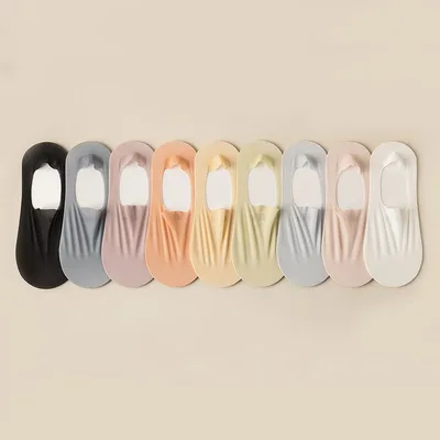 Thin Solid Color Bottom Super Low Cut Invisible Socks Random Mixed Hair - Shop at LoveMi
